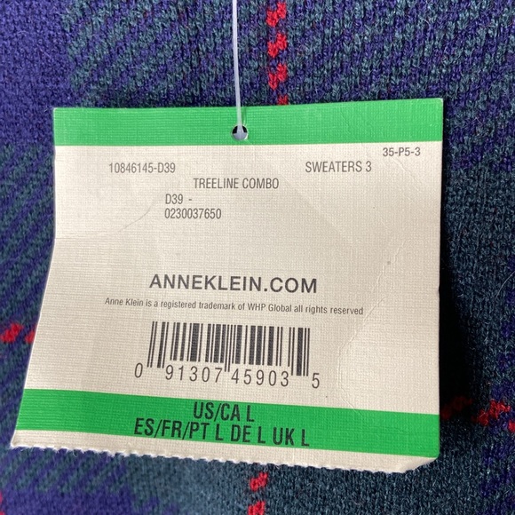 ANNE KLEIN Treeline Combo Mixed Media Plaid Sweater - Picture 8 of 13